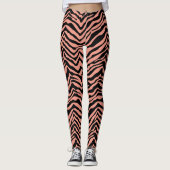 Peach and Black Zebra Animal Pattern Leggings (Vorderseite)