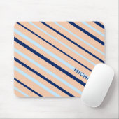 Peach and Blue Diagonal Striped Personalised Mousepad (Mit Mouse)