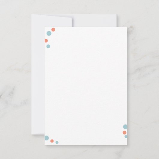 Peach and Blue Dot Danke Karte (Rückseite)