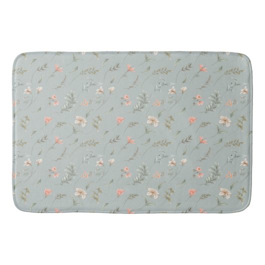 Peach and Blue Dreamblumen Bath Mat Badematte (Vorderseite)