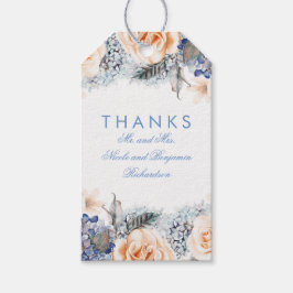 Peach and Blue Flowers Elegante Wedding Geschenkanhänger