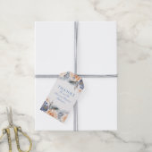 Peach and Blue Flowers Elegante Wedding Geschenkanhänger (Mit Garn)