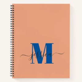 Peach and Blue Personalisiert Monogram Notebook Notizblock