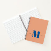 Peach and Blue Personalisiert Monogram Notebook Notizblock (Innenseite)