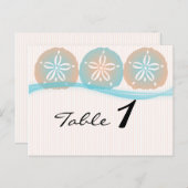 Peach and Blue Sand Dollars Hochzeiten Tischnummer (Vorne/Hinten)