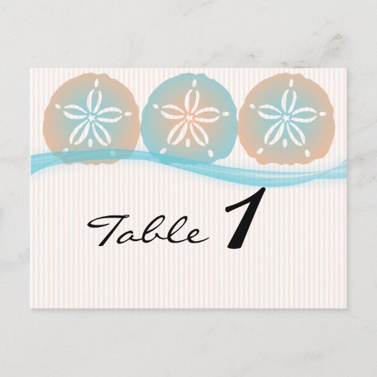 Peach and Blue Sand Dollars Hochzeiten Tischnummer (Vorderseite)