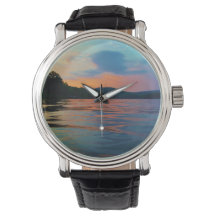 Peach and Blue Sunset on Mountain Lake