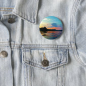 Peach and Blue Sunset on Mountain Lake Button (Beispiel)
