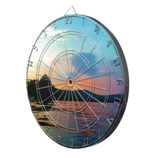 Peach and Blue Sunset on Mountain Lake Dartscheibe (Vorderseite rechts)