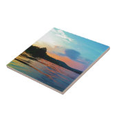 Peach and Blue Sunset on Mountain Lake Fliese (Seite)