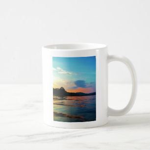 Peach and Blue Sunset on Mountain Lake Kaffeetasse
