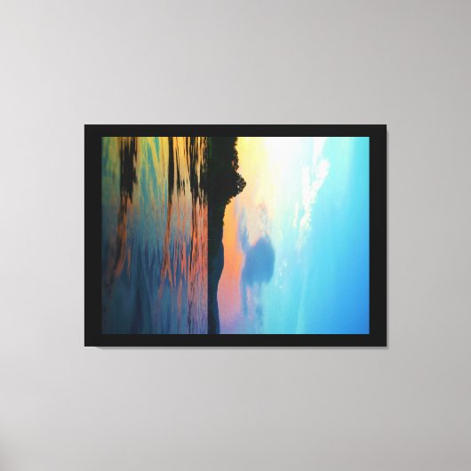 Peach and Blue Sunset on Mountain Lake Leinwanddruck (Vorderseite)