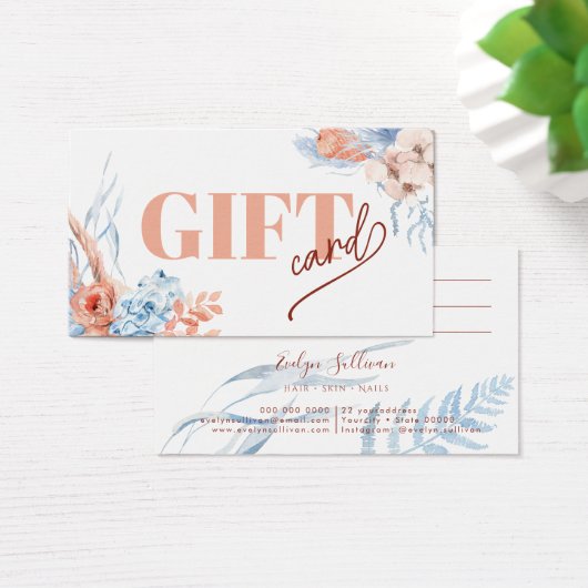 Peach and blue tropic gift card (Schreibtisch)