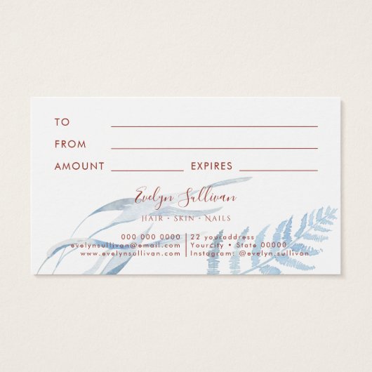 Peach and blue tropic gift card (Rückseite)