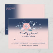 Peach and blue wedding RSVP Postkarten Monogramm (Vorne/Hinten)
