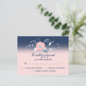 Peach and blue wedding RSVP Postkarten Monogramm (Stehend Vorderseite)