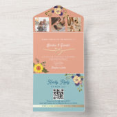 Peach and Blue Weditation with Sunflowers All In One Einladung (Innen Boden)