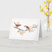 Peach and Brown Birds on a Appleblossom Branch Karte (Gelbe Blume)