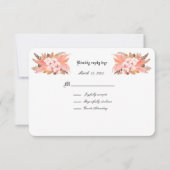 Peach and Brown Pampas Grass Wedding RSVP Karte (Vorderseite)
