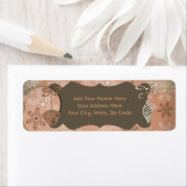 Peach and Brown Snowflake Holiday Address Labels (Insitu)