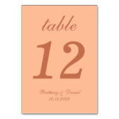 Peach and Brown Wedding Calligraphy Simple Script Tischnummer (Rückseite)