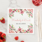 Peach and Coral Blume Blumenhochzeit Serviette (Beispiel)