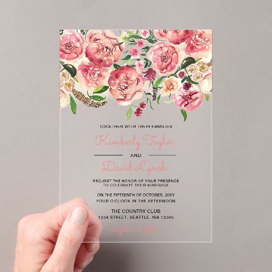 Peach and Coral Blume Einladung zur Blumenhochzeit (Insitu (Handheld))