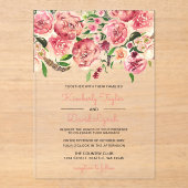 Peach and Coral Blume Einladung zur Blumenhochzeit (Vorderseite)