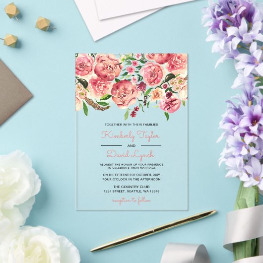 Peach and Coral Blume Einladung zur Blumenhochzeit (In Situ (Hochzeit))