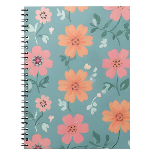 Peach and Coral Summer Wildflower Pattern Notizblock (Vorderseite)