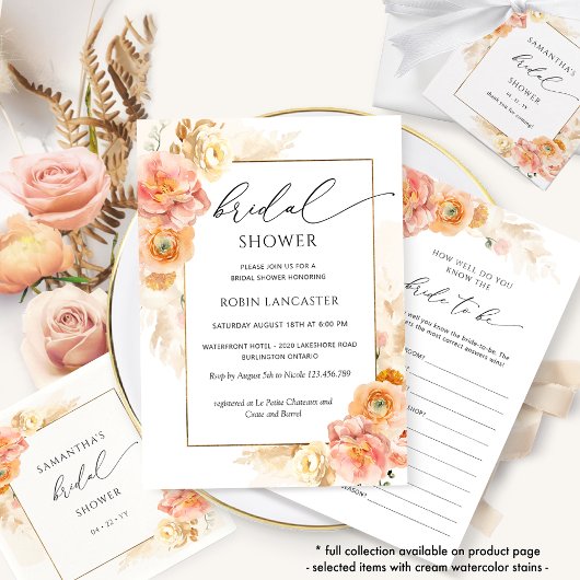 Peach and Cream Floral Brautparty /Brunch Einladung