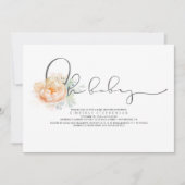 Peach and Cream Floral Script Baby Dusche Einladung (Vorderseite)