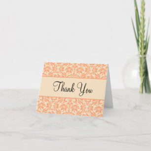 Peach and Creme Damask Custom Danke Karte