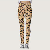 Peach And Dark Brown Safari Leopard Print Pattern Leggings (Vorderseite)