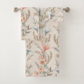 Peach and Dusty Blue Floral Garland Badhandtuch Set (Insitu)