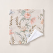 Peach and Dusty Blue Floral Garland Badhandtuch Set (Waschlappen)