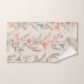 Peach and Dusty Blue Floral Garland Badhandtuch Set (Handtuch)
