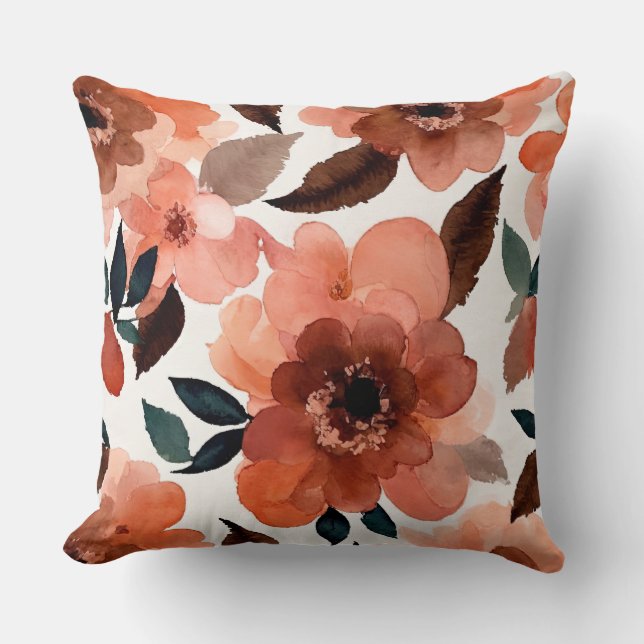 Peach and Earth Floral Kissen (Vorderseite)