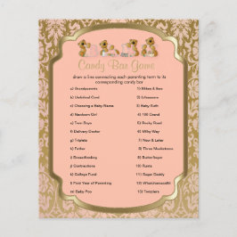 Peach and Gold Damask Teddy Bears- Candy Bar Flyer