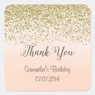 Peach and Gold Geburtstag Danke Stickers