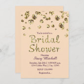 Peach and Gold Glitzer Bridal Dusche Einladung (Vorne/Hinten)