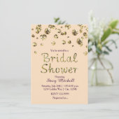 Peach and Gold Glitzer Bridal Dusche Einladung (Stehend Vorderseite)