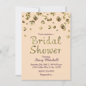 Peach and Gold Glitzer Bridal Dusche Einladung (Vorderseite)