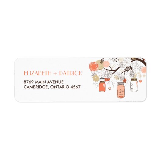 Peach and Gold Mason Jars Spring Address Label (Vorne)