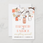 Peach and Gold Mason Jars Spring Flowers RSVP Card (Rückseite)