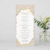 Peach and Gold Monogram Wedding Program Programm (Stehend Vorderseite)