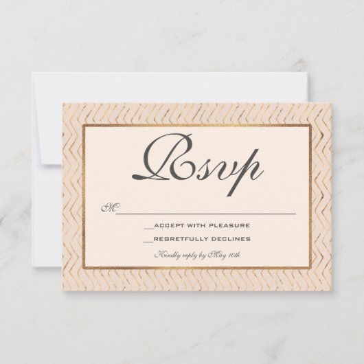 Peach and Gold RSVP Card Karte (Vorderseite)