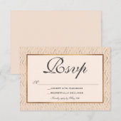 Peach and Gold RSVP Card Karte (Vorne/Hinten)