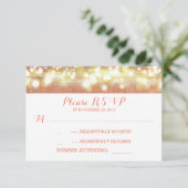 peach and gold string lights Glitzer Hochzeit RSVP (Stehend Vorderseite)