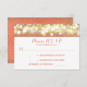 peach and gold string lights Glitzer Hochzeit RSVP (Vorne/Hinten)
